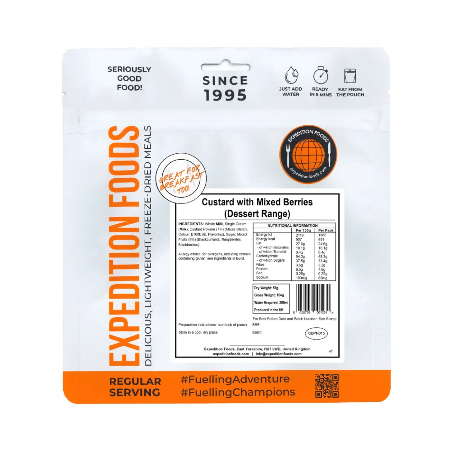 Expedition Foods Custard with Mixed Berries in packet