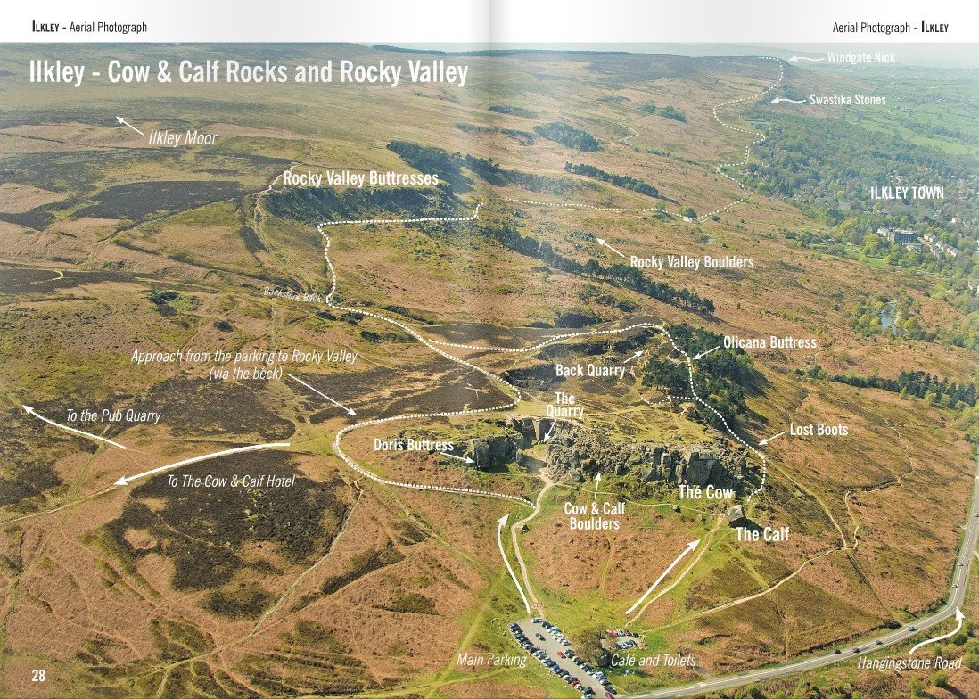 Yorkshire Gritstone Volume 2 (YMC) guidebook, example inside pages showing photos
