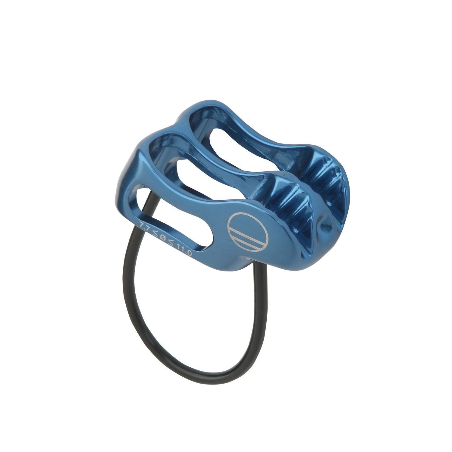 Wild Country Pro Lite belay device, front/side view showing in blue colour