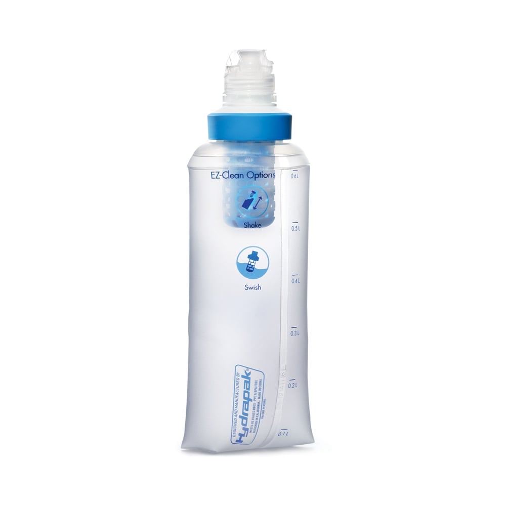 Katadyn BeFree 0.6 Litre Water Filter in clear with blue logos as seen from the rear.