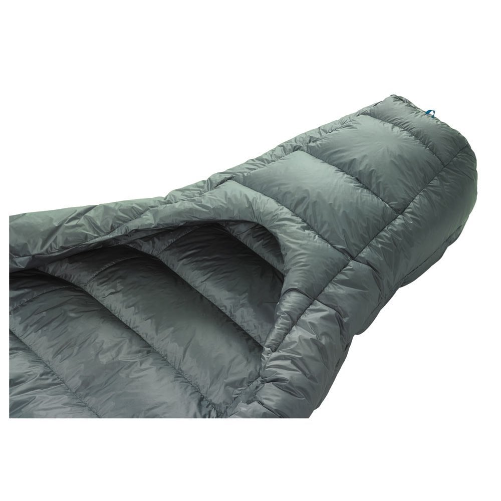 Thermarest Vesper 45F/7C Quilt in dark faded green showing footbox