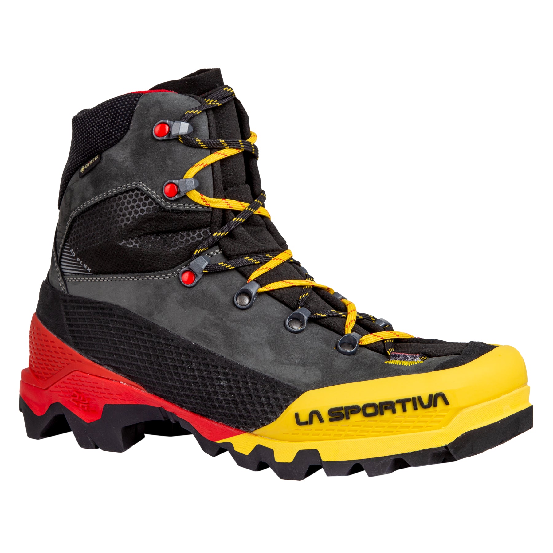La Sportiva Aequilibrium LT GTX mens in black and yellow side view