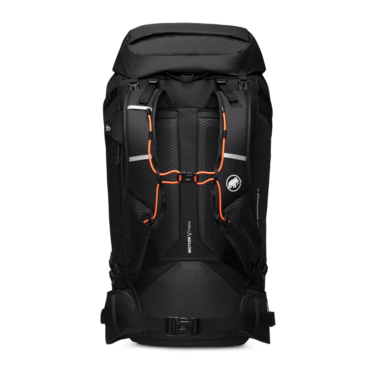Mammut Trion Nordwand 38 black - back system view showing attachment straps