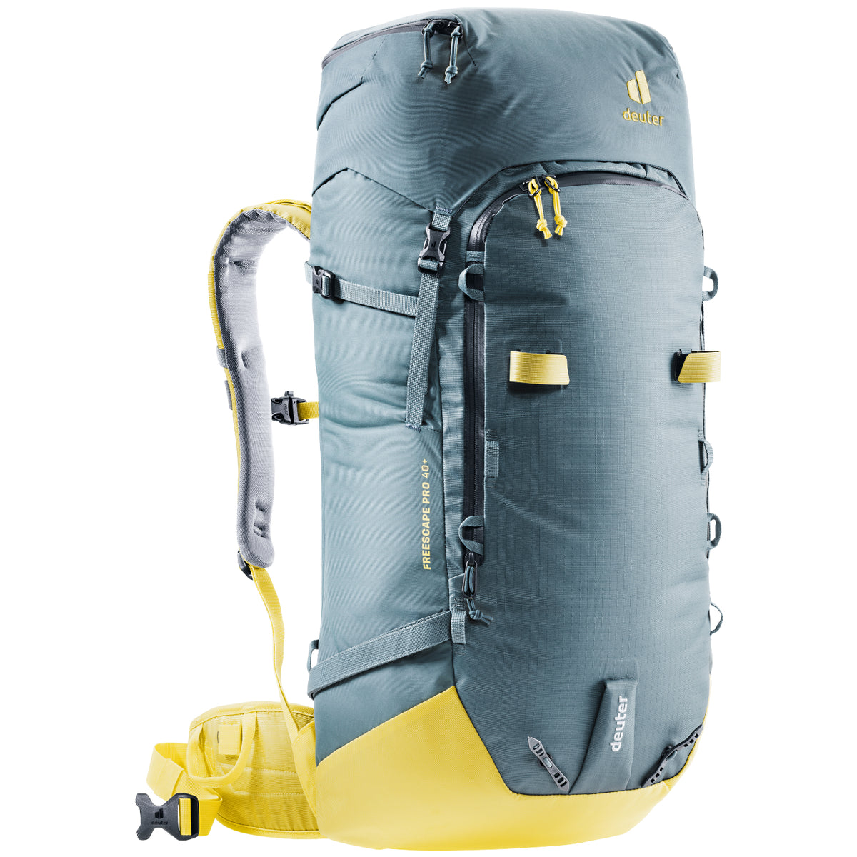Deuter Freescape Pro 40+ rucksack in teal corn colour, from the front.