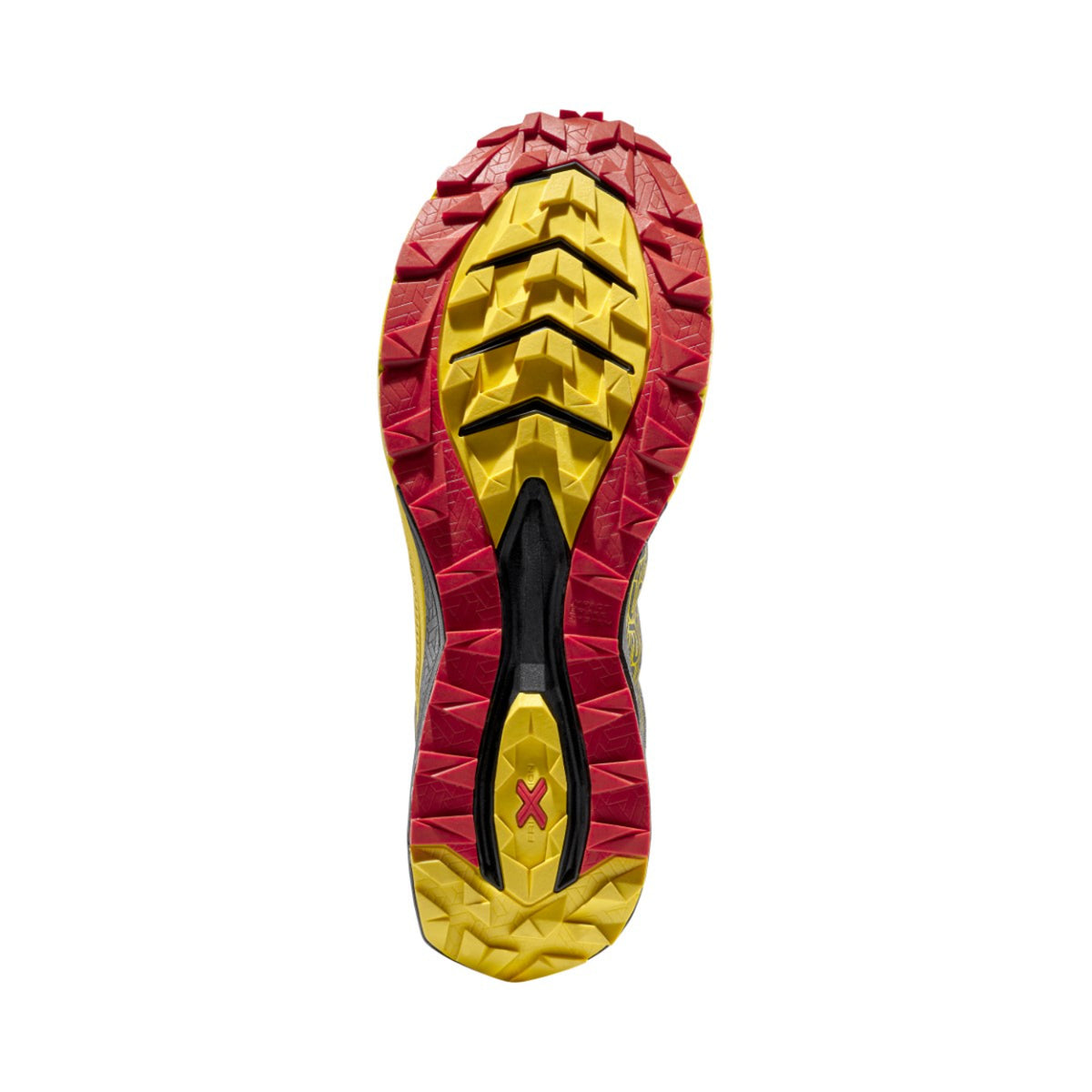 La Sportiva Jackal II black yellow running shoes showing sole unit
