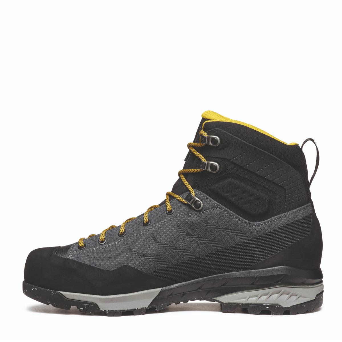 Scarpa Mescalito TRK Planet GTX in grey/curry. instep view