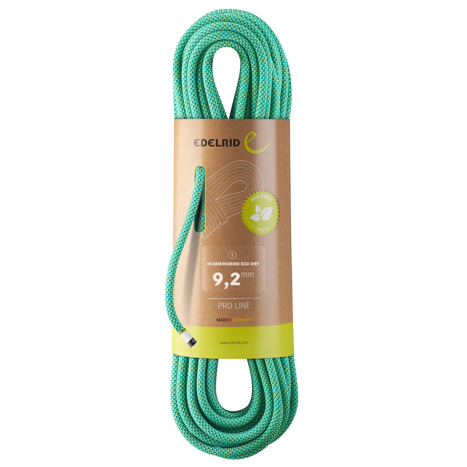 Edelrid Hummingbird Eco Dry 9.2mm x 80m in icemint-citrus