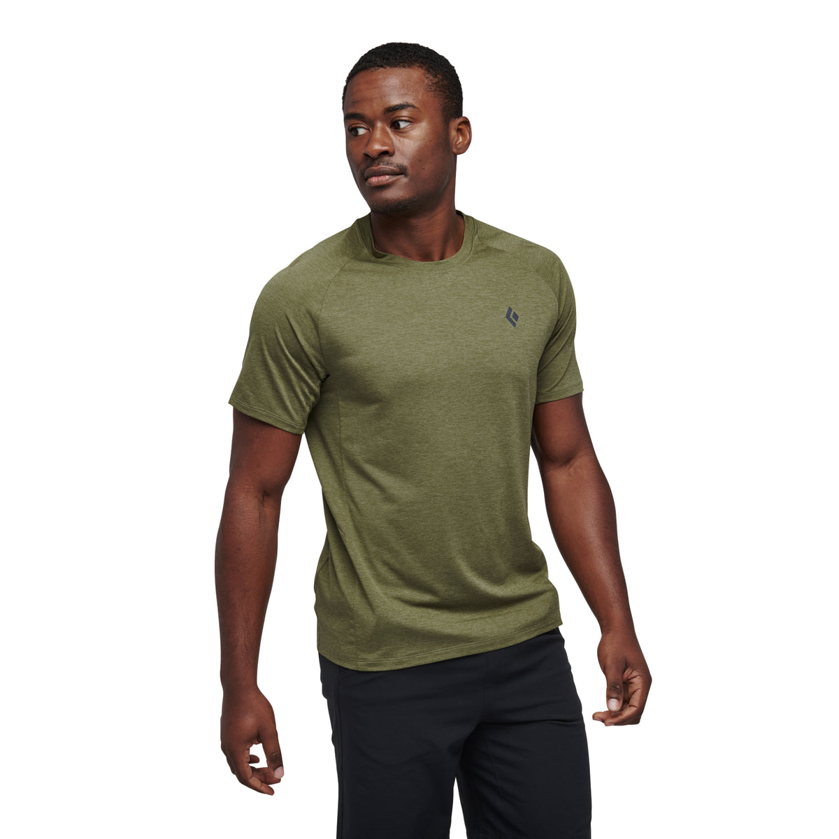 Black Diamond Lightwire SS Tech Tee in crag green with small chest logo