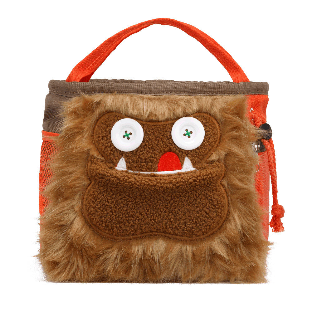 8BPlus Louie Boulder Bucket Monster Chalk Bag in Beige and Orange with Cartoon face at front