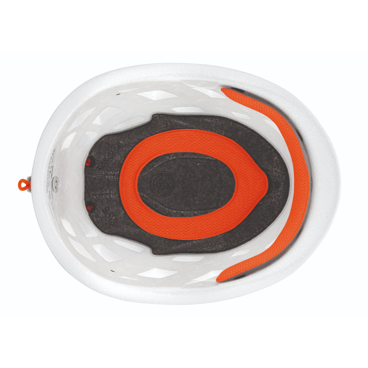 Petzl Sirocco in white and orange showing internal construction