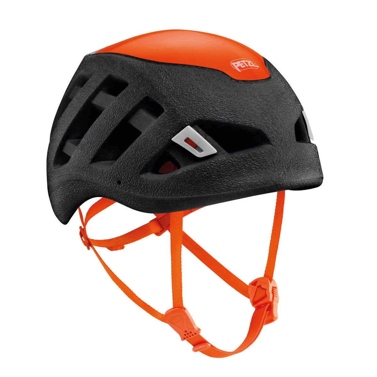 petzl sirocco climbing helmet, in black and orange colours