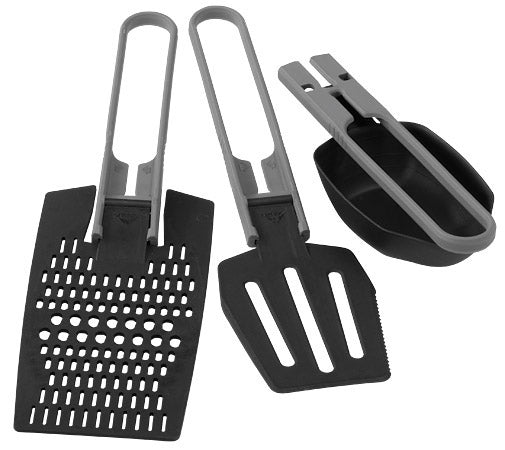 MSR Alpine Utensil camping cookware Set, showing three utensils side by side