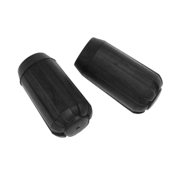 Black Diamond Trekking Pole Tip Protectors, pair shown side by side in black colour