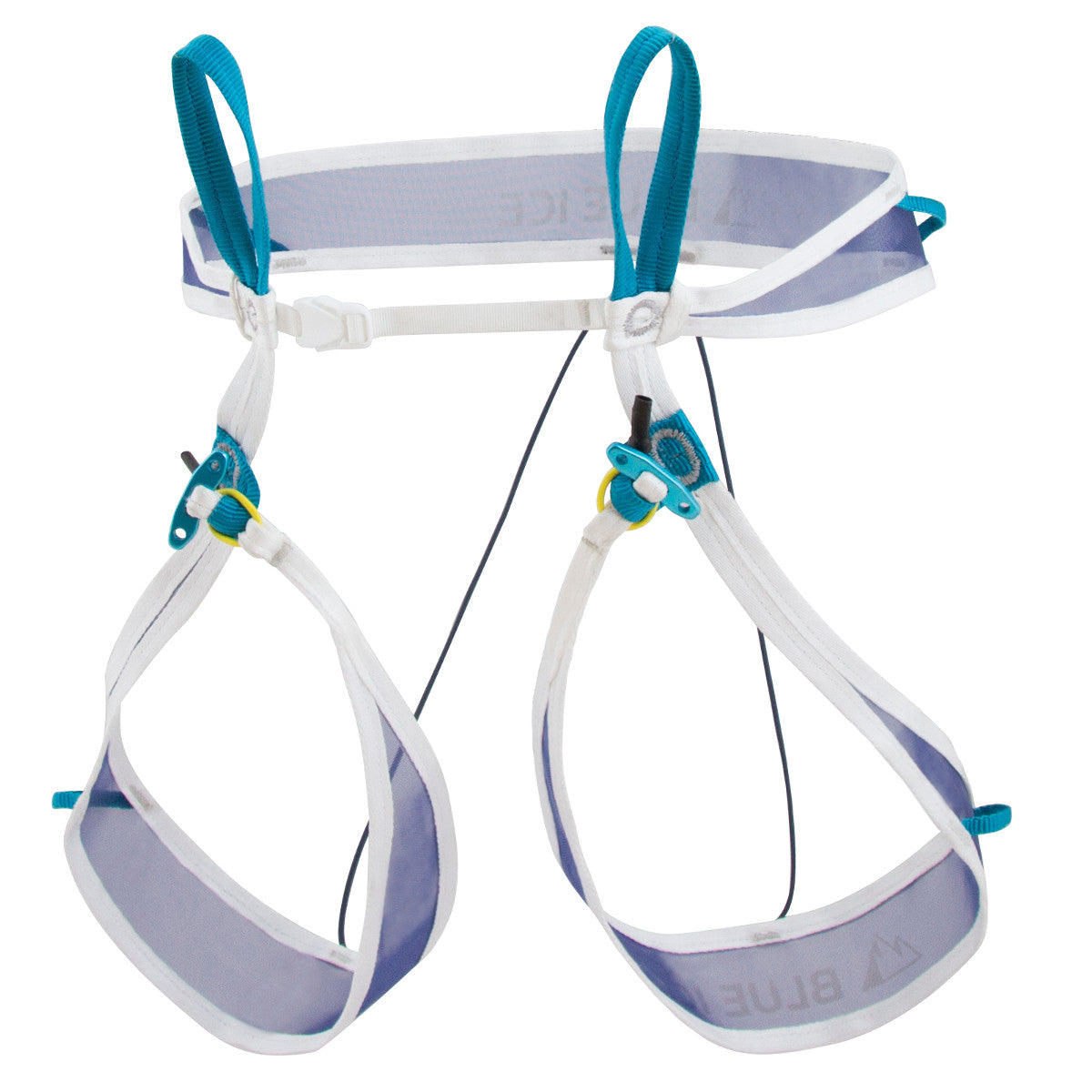 Blue Ice Choucas Light Harness, front/side view shown in white and blue colours