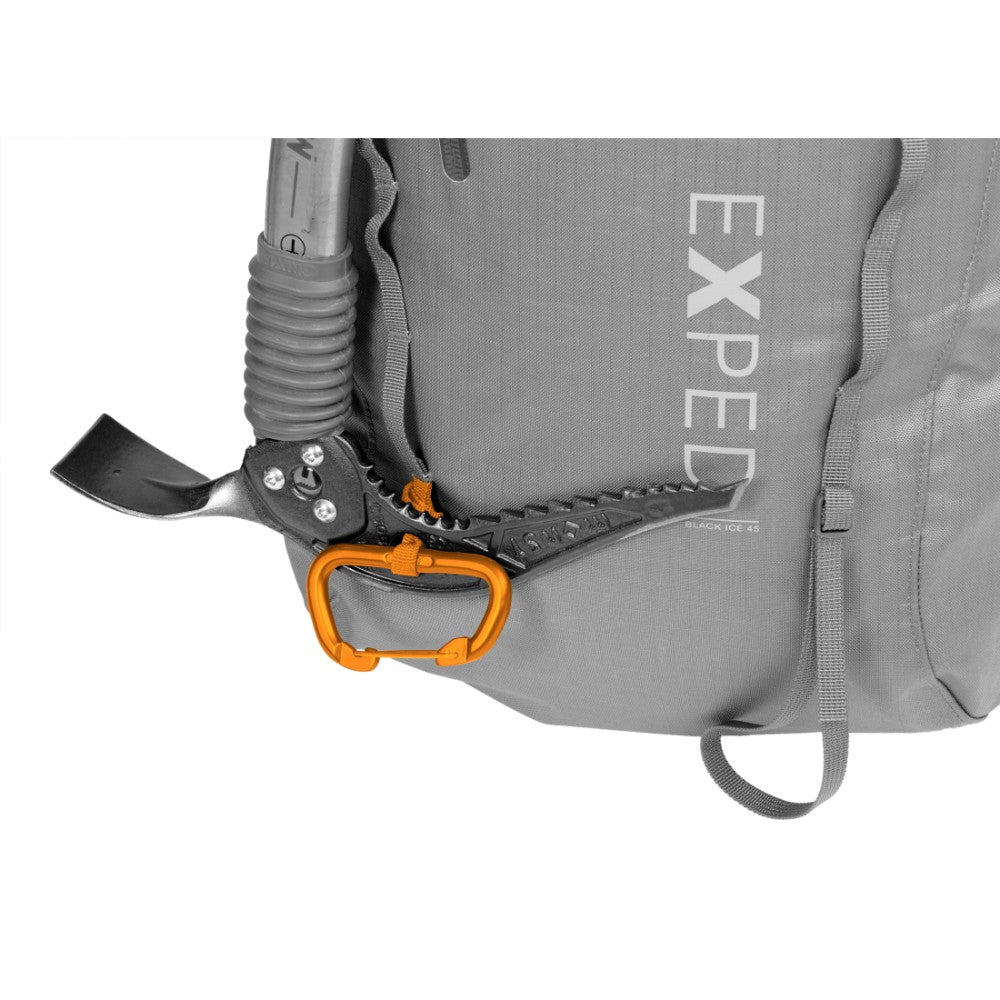 Exped Black Ice 45L, Black, front Roll Top
