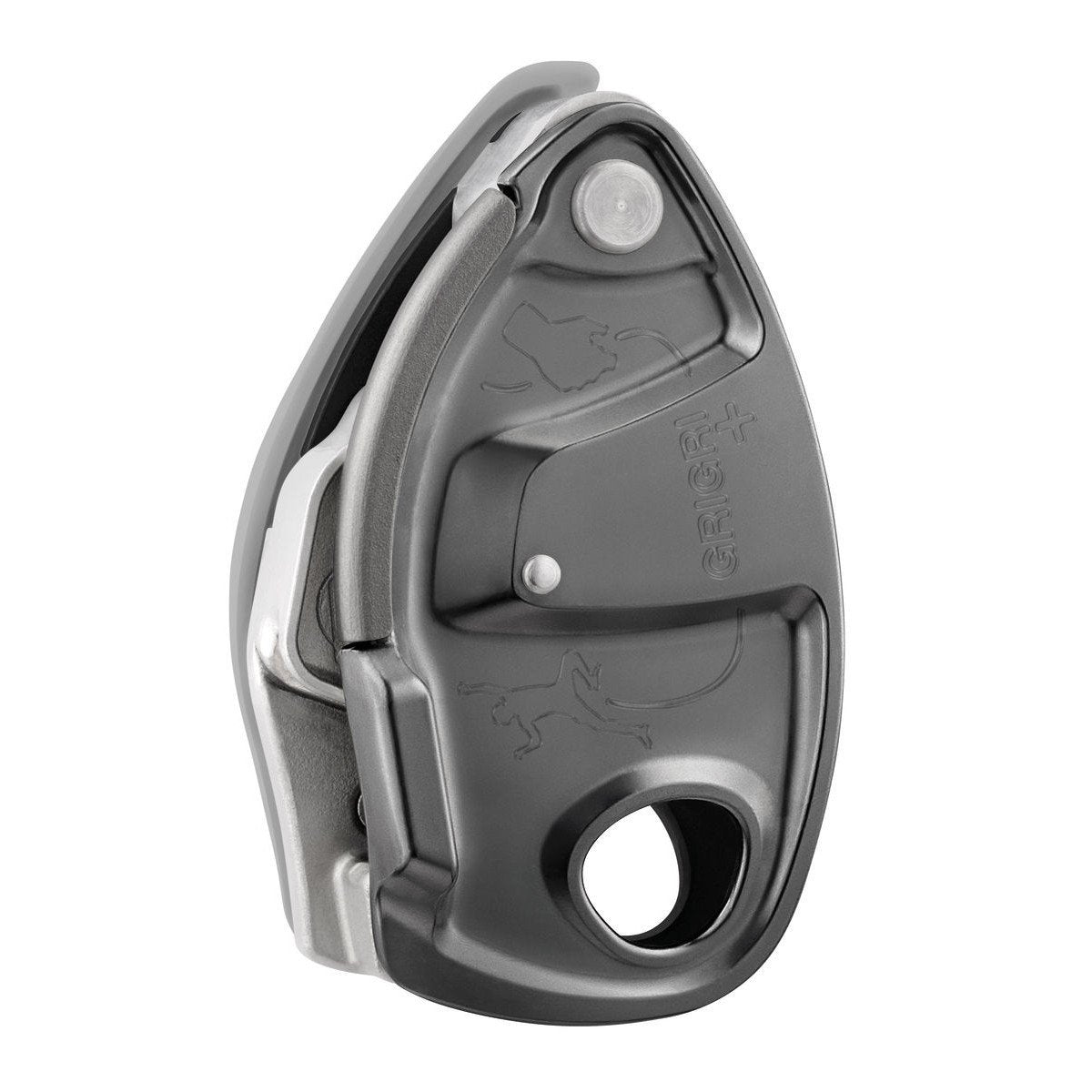 Petzl Grigri + climbing belay device, in grey colour