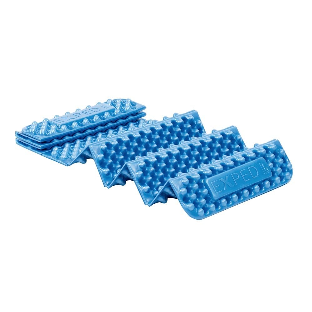 Exped FlexMat Plus sleeping mat in blue, shown folded