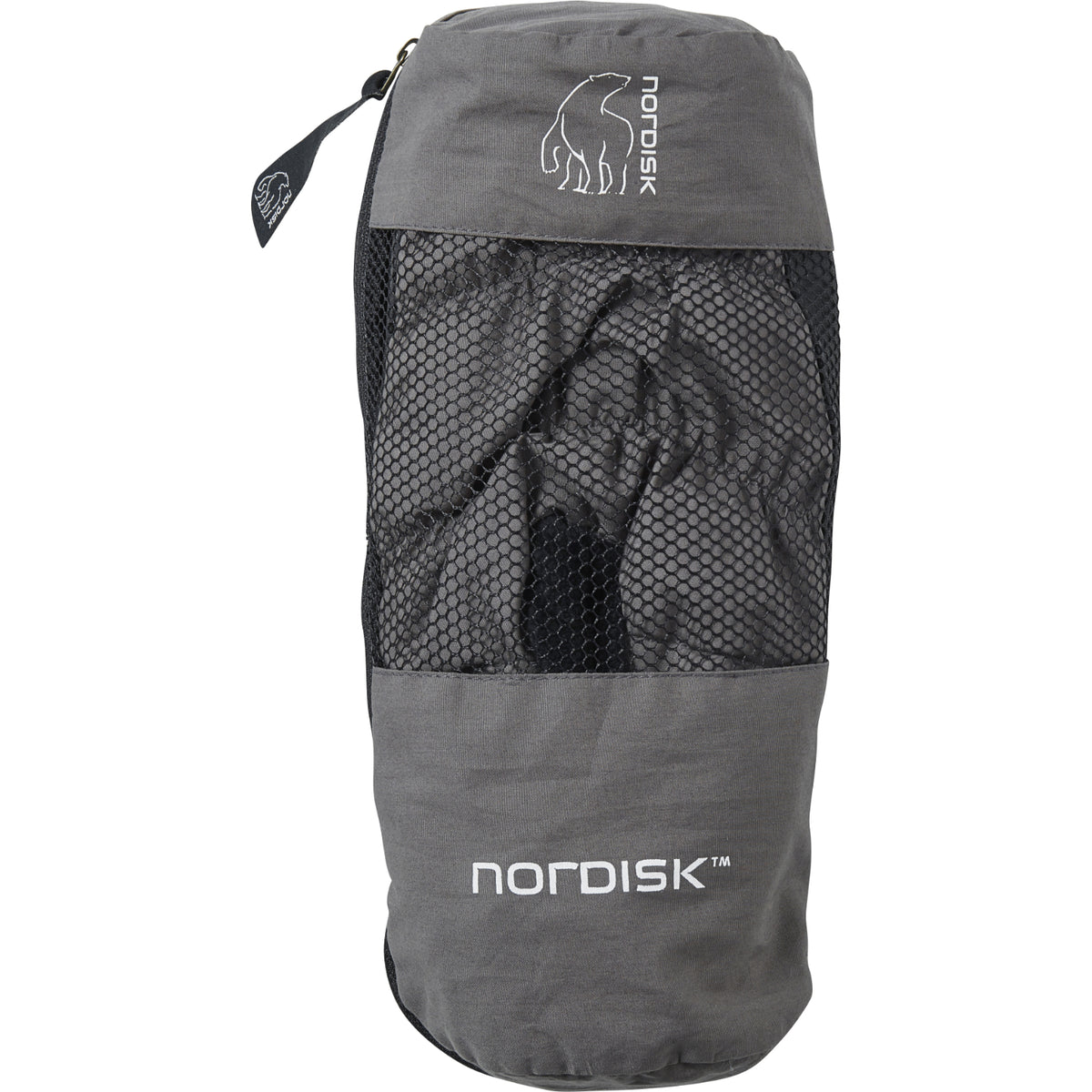 Nordisk Hermod Down Shoe in grey inside storage bag