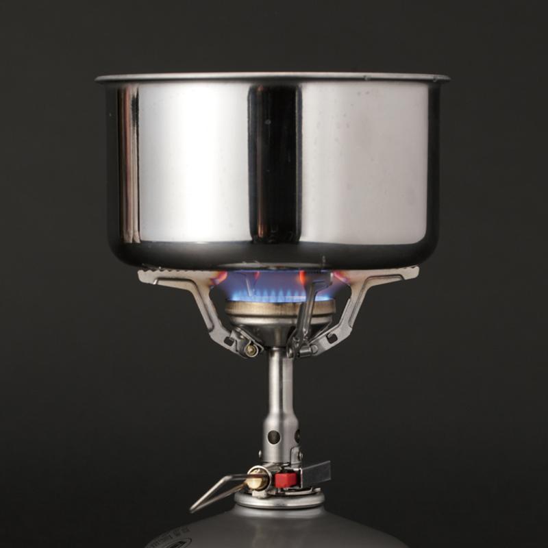 SOTO Amicus Stove with Stealth Igniter, shown with pot