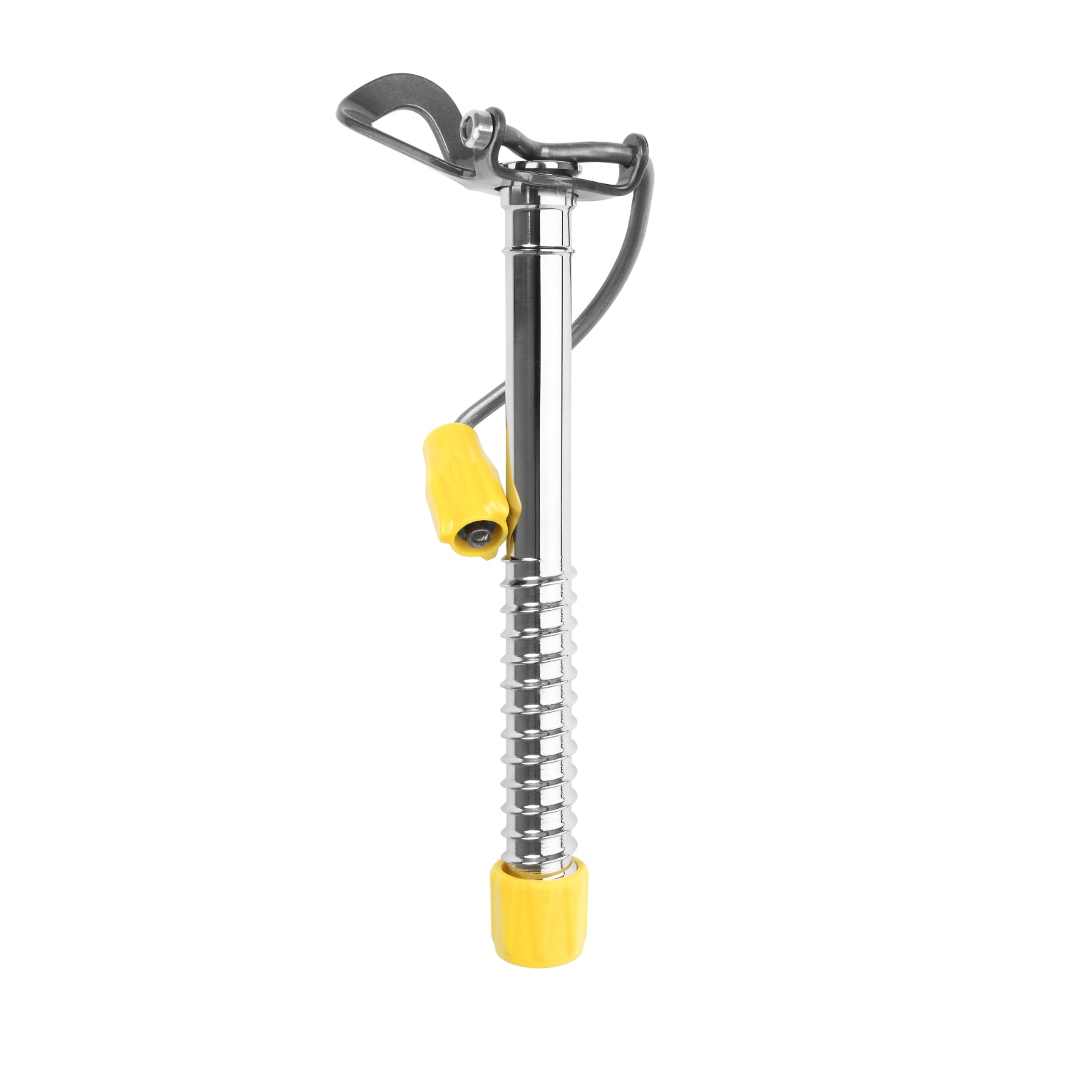 Grivel 360 Ice Screw Long, with silver shaft and yellow tag