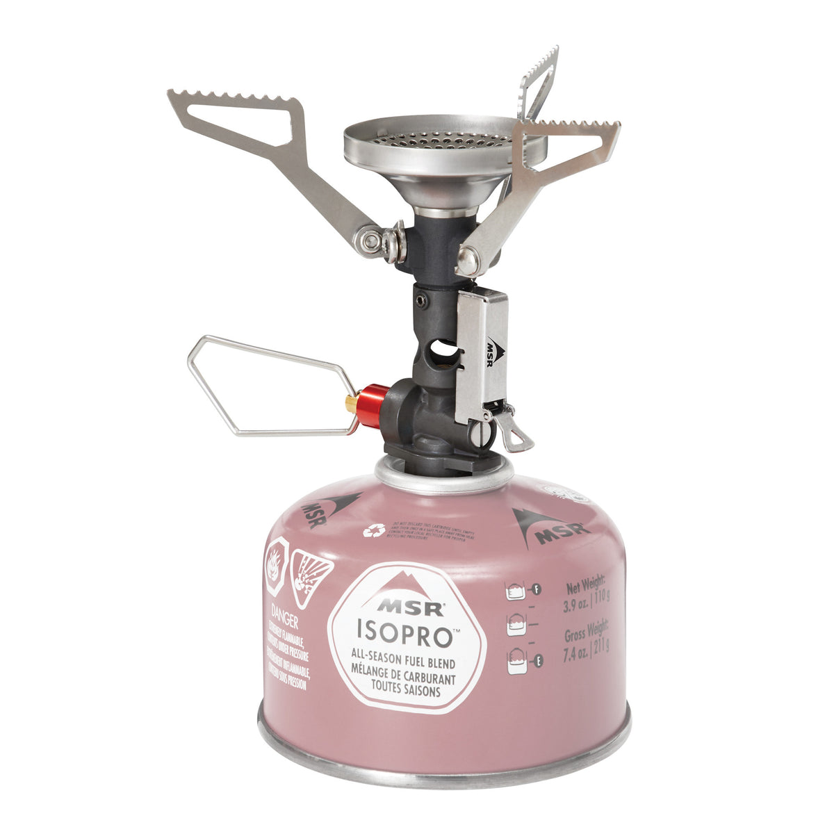 MSR Pocket Rocket Deluxe camping stove, front view 