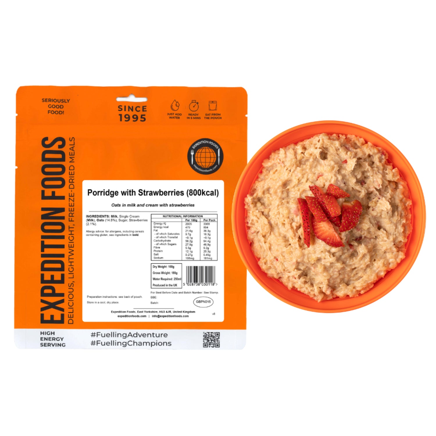 Expedition Foods Porridge with Strawberries (800kcal), dried camping food pack