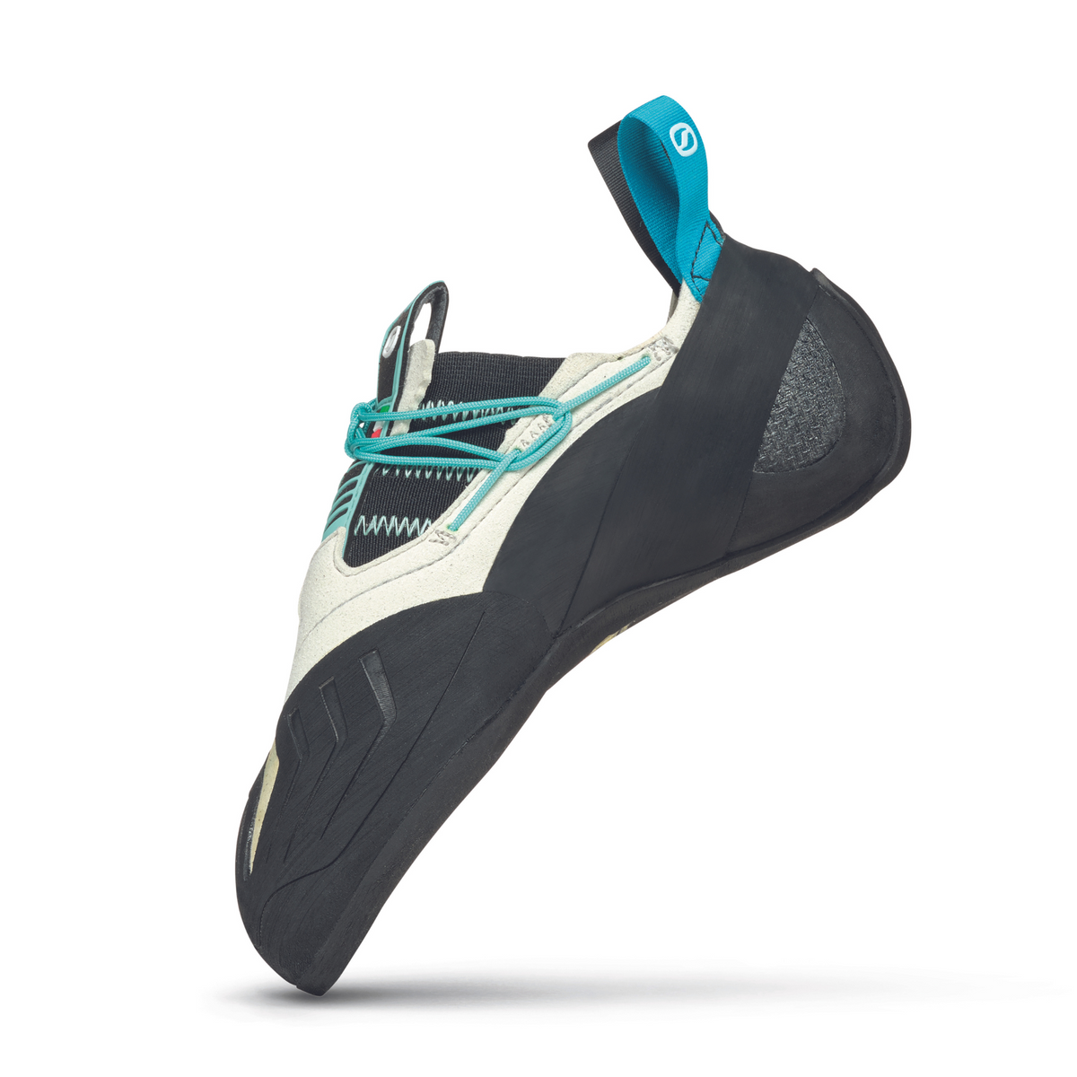 Scarpa Vapour S Womens in Dust Grey-Aqua. view of the instep