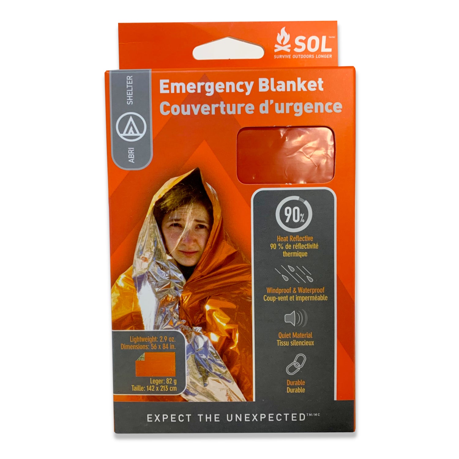 SOL Emergency Blanket, shown in packaging