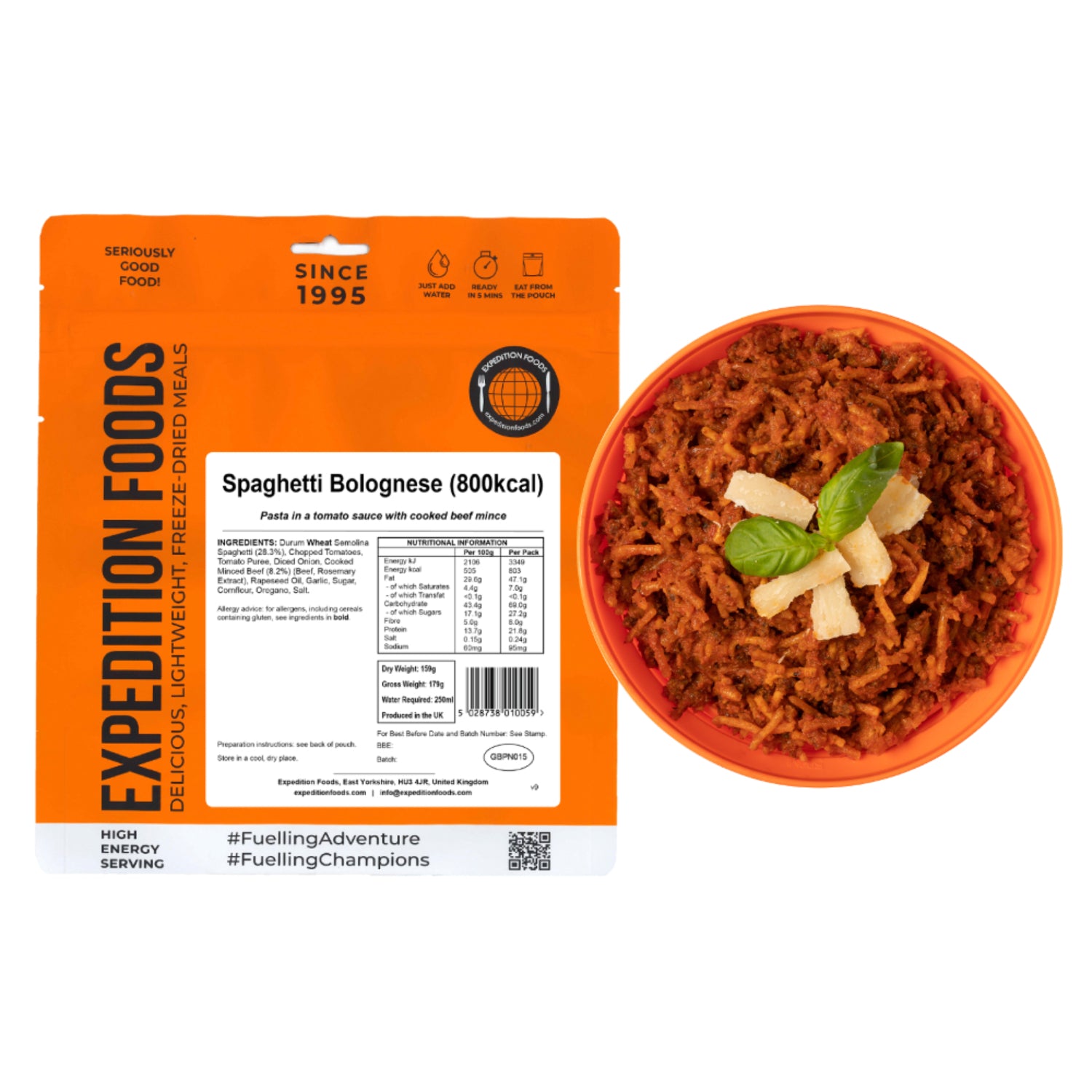 Expedition Foods Spaghetti Bolognese (800kcal), dried camping food pack