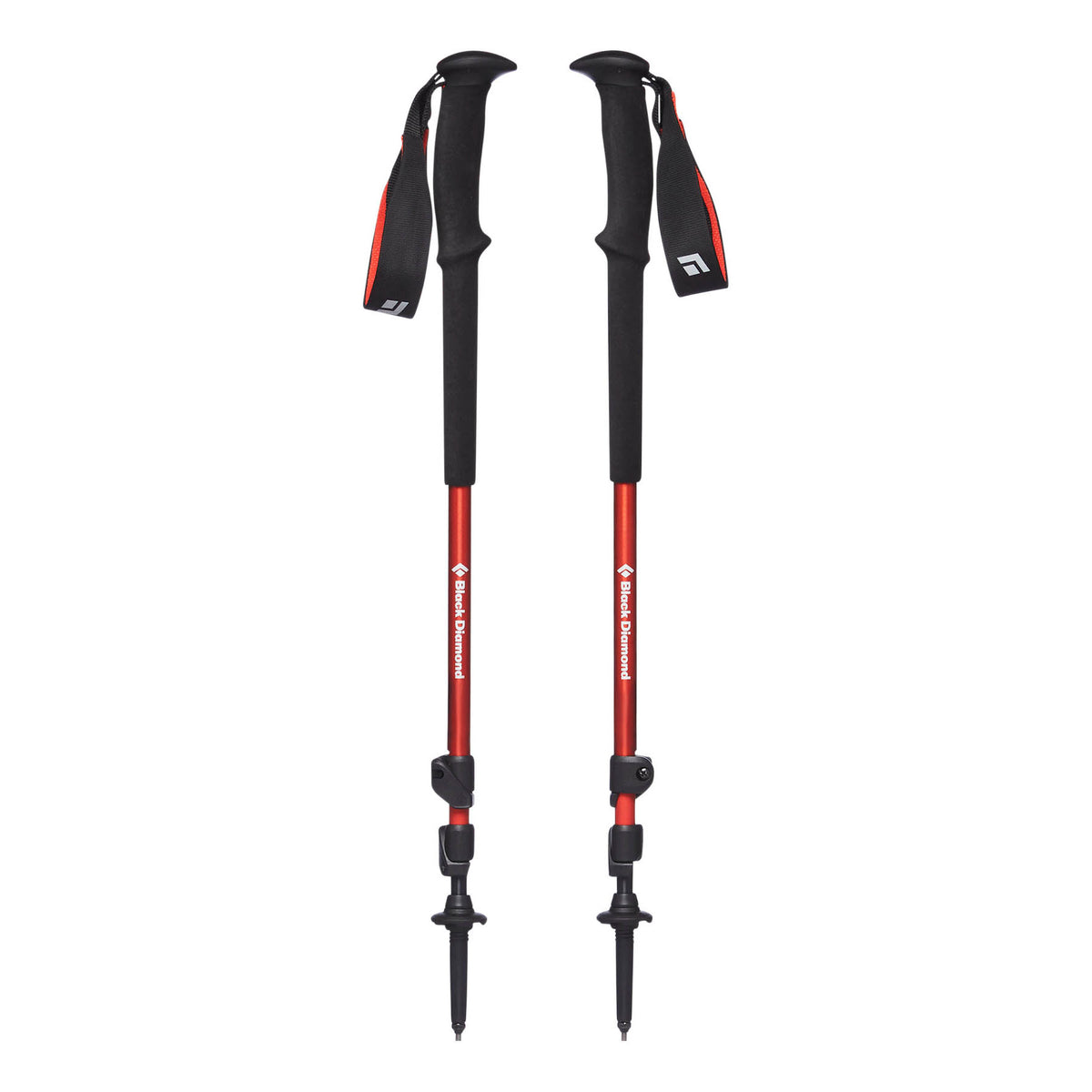 Pair of Black Diamond Trail Trekking Poles, shown collapsed down in Red colour