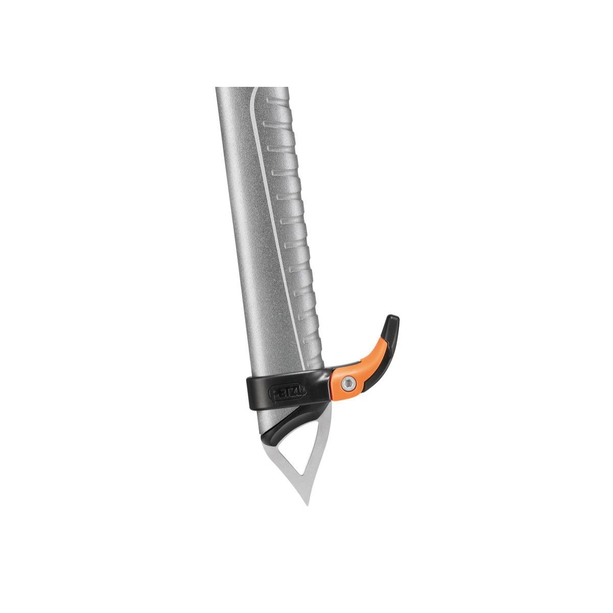 Petzl Trigrest trigger for summit ice axes in black and orange on ice axe