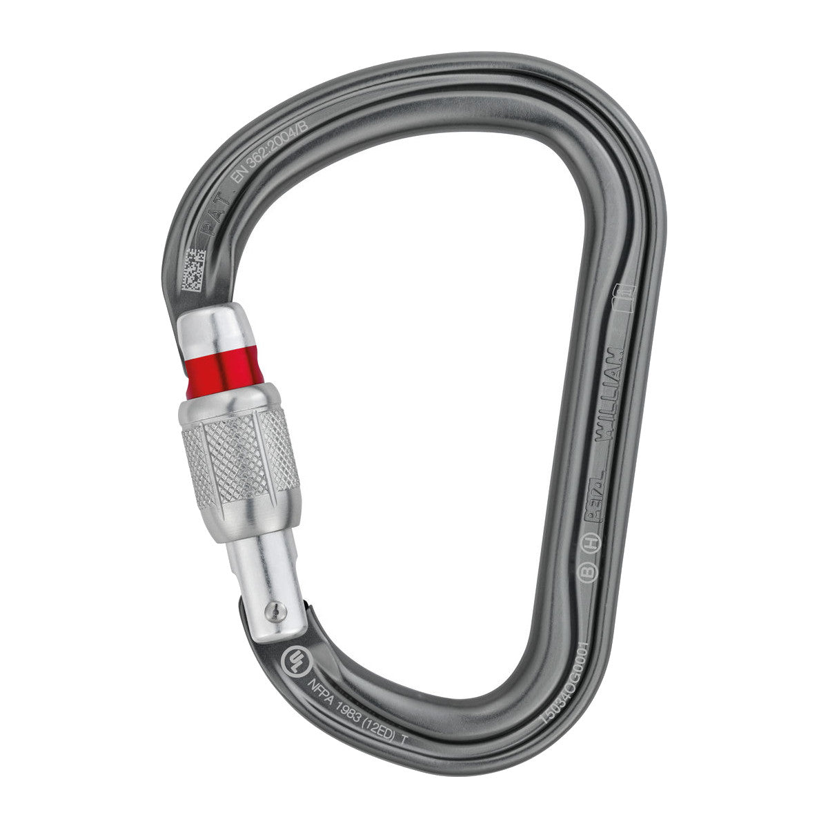 Petzl William Screwgate Carabiner, in gun metal grey with silver screwlock