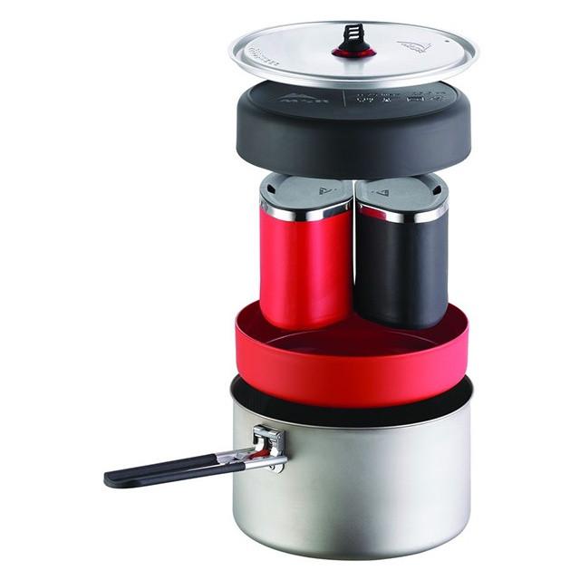 MSR Alpinist 2 System, expedition cookware set shown stacked up