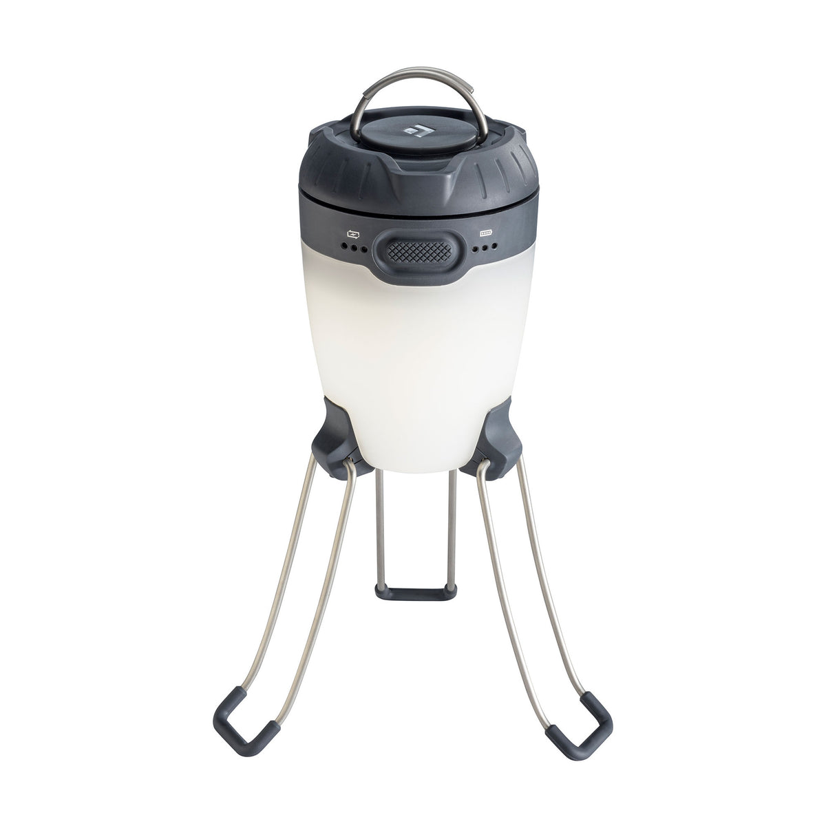 Black Diamond Apollo camping lantern, shown stood up on legs in black/white colours