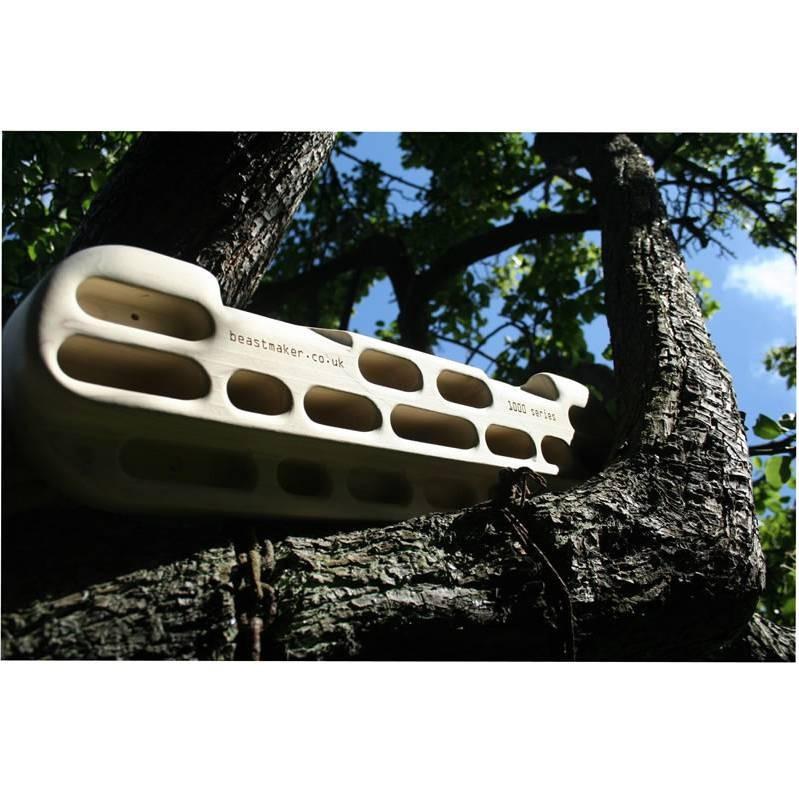 Beastmaker 1000 fingerboard shown hung on a tree
