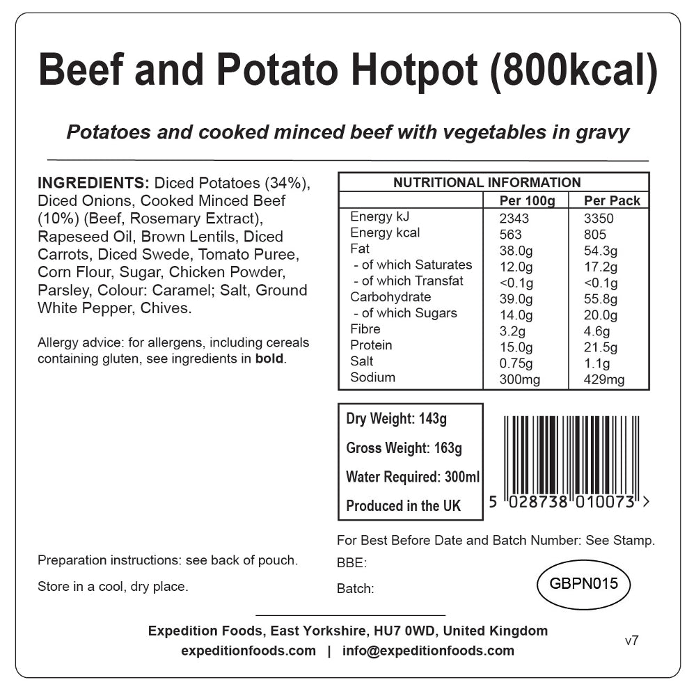 Beef and Potato Hotpot (800kcal) 