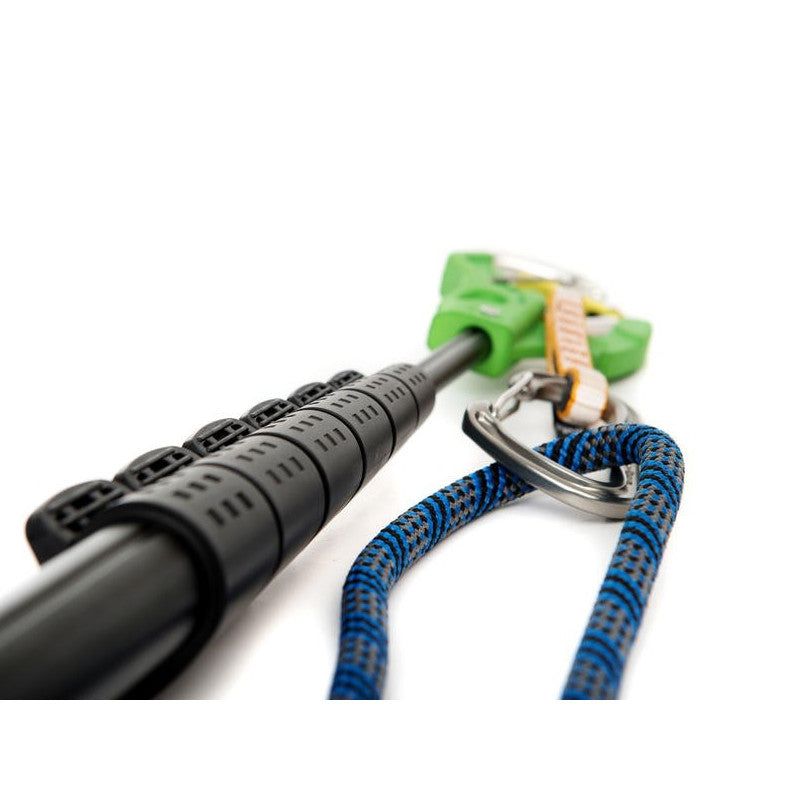 BetaStick EVO Ultra Compact shown with quickdraw and climbing rope