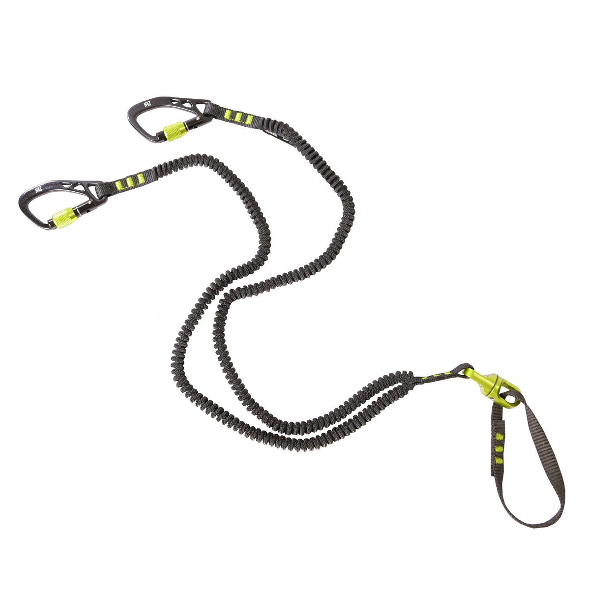 Black Diamond Spinner Leash in Green and Black with Screw gates, stretchy lanyard and Spinner