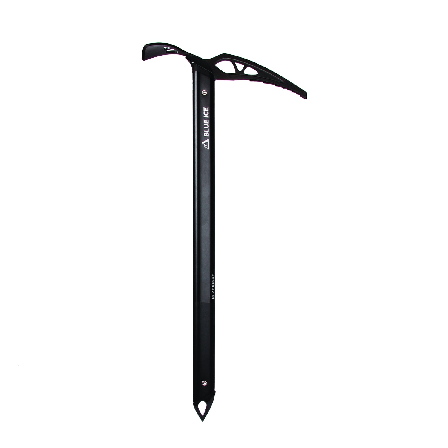 Blue Ice Blackbird ice axe with pick and spike protector