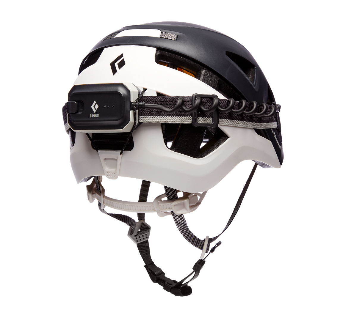 Black Diamond Capitan MIPS Helmet back, with headtorch