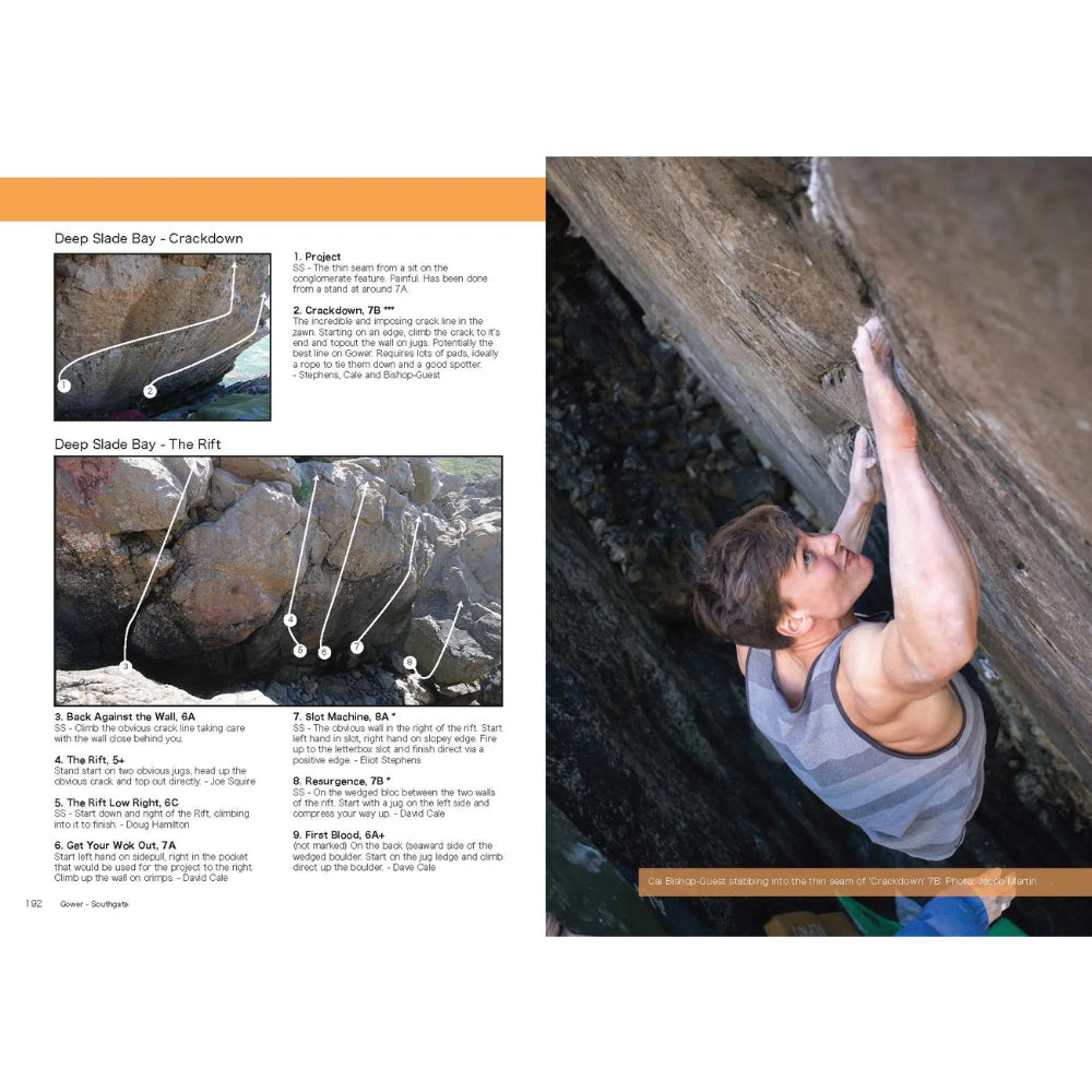South Wales Bouldering Guidebook, Sample Page
