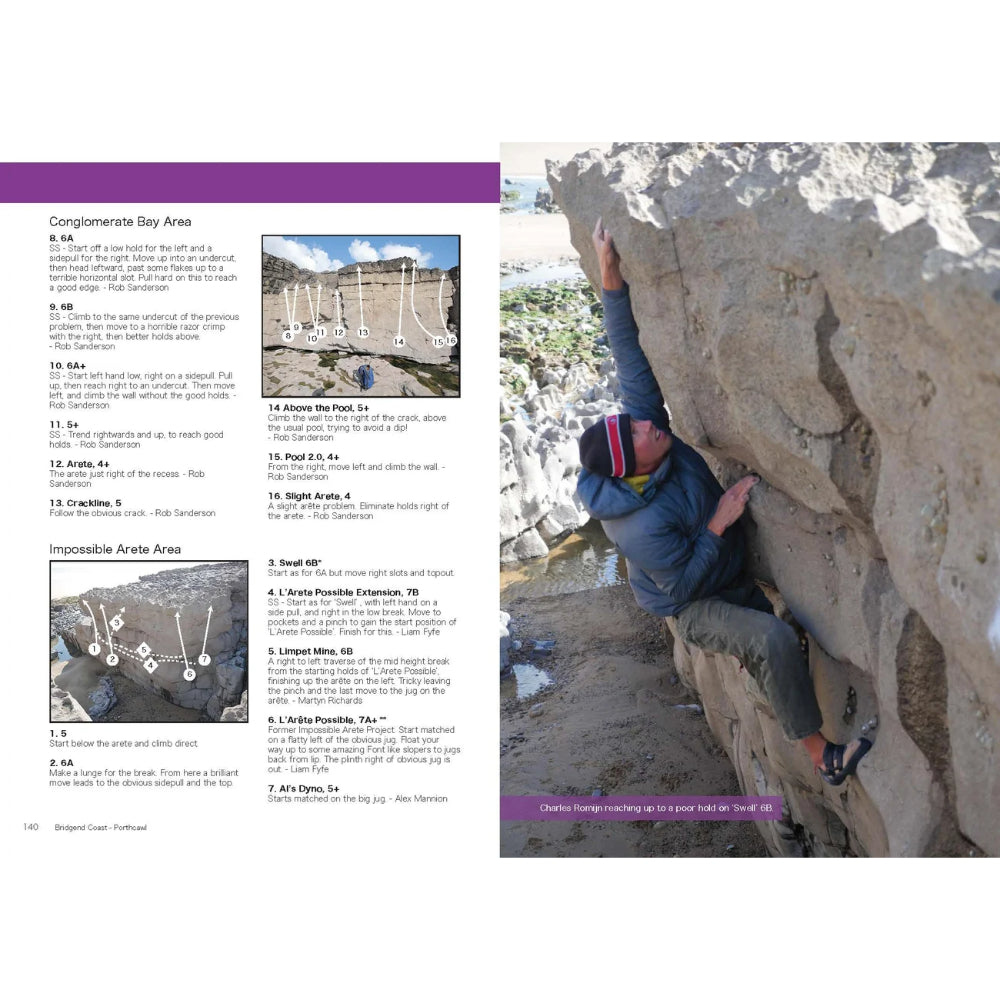 South Wales Bouldering Guidebook, Sample Page