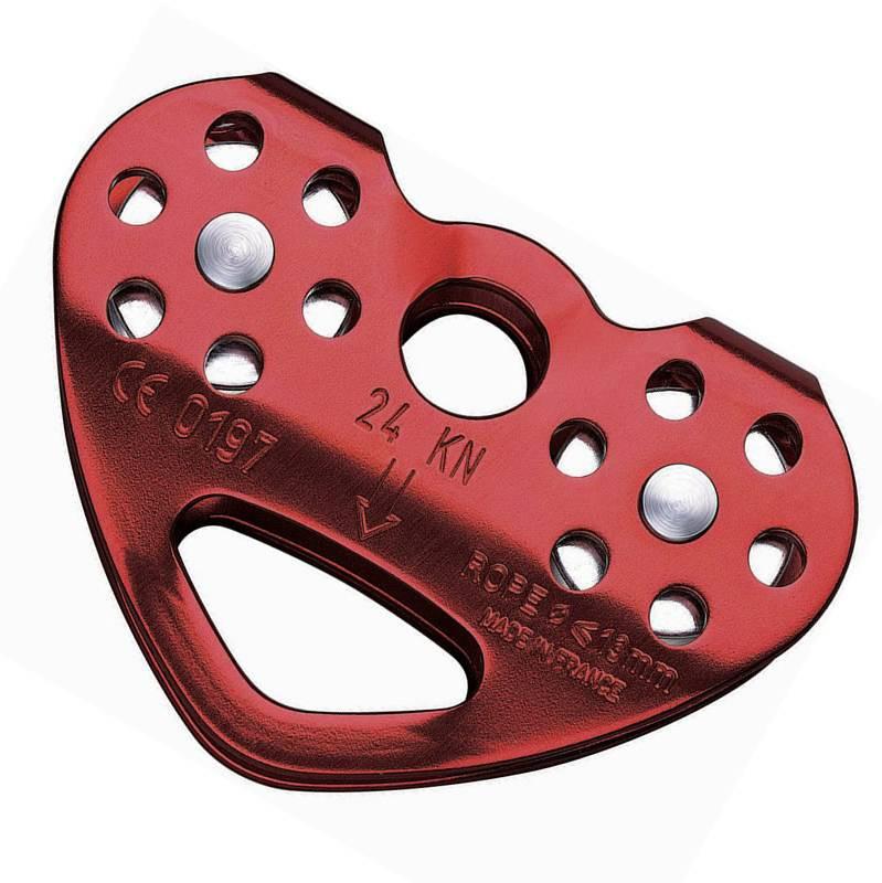 Petzl Tandem Pulley, front/side view in red colour