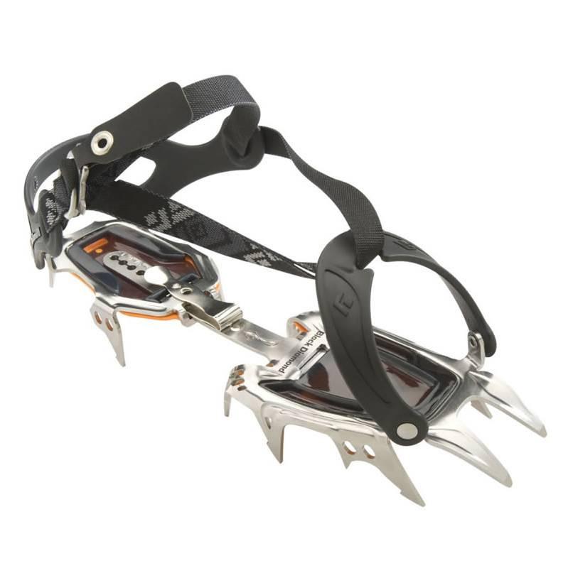 Black Diamond Serac Strap Crampon, in black and stainless steel colours