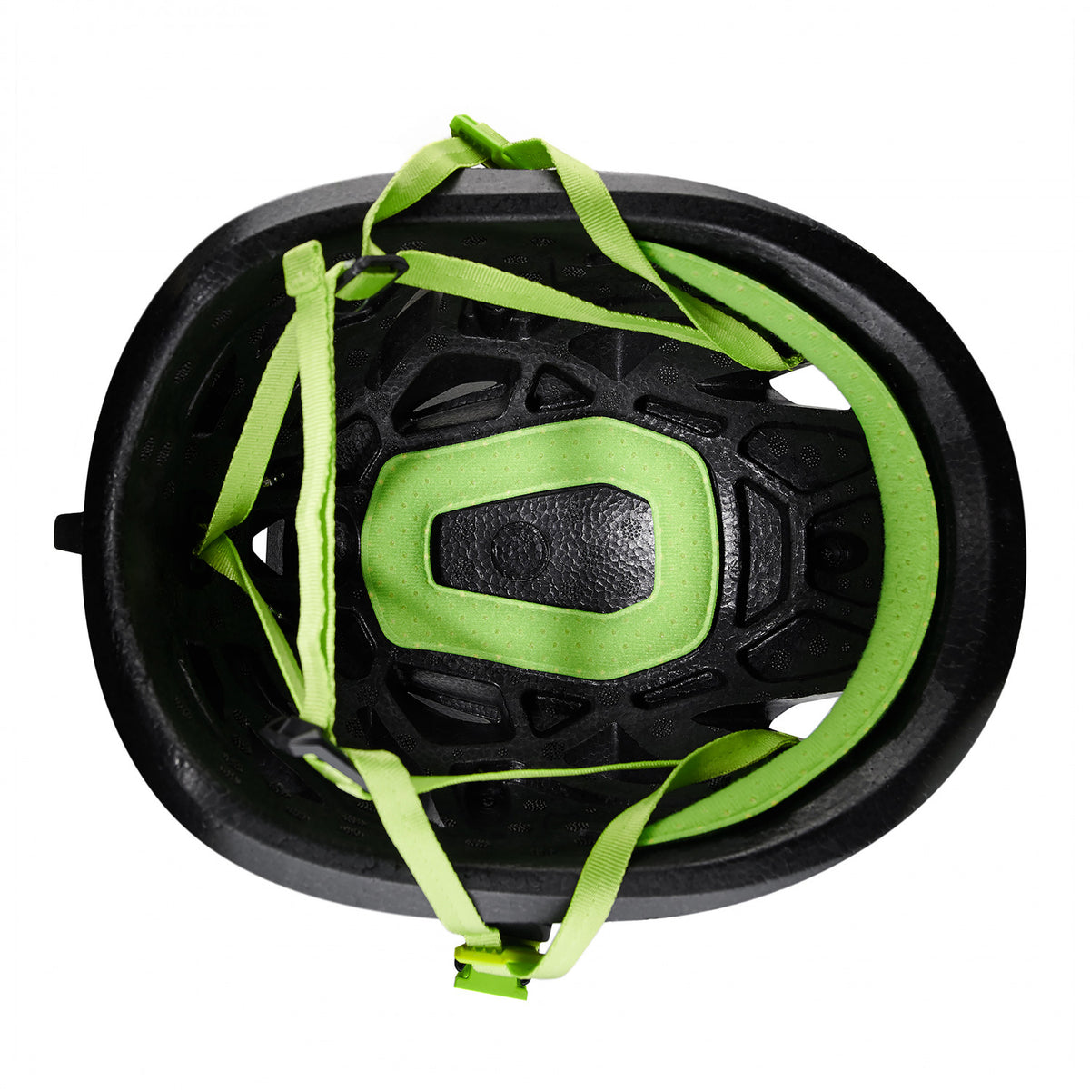 Inside of Edelrid Salathe Helmet in Black &amp; Green colours