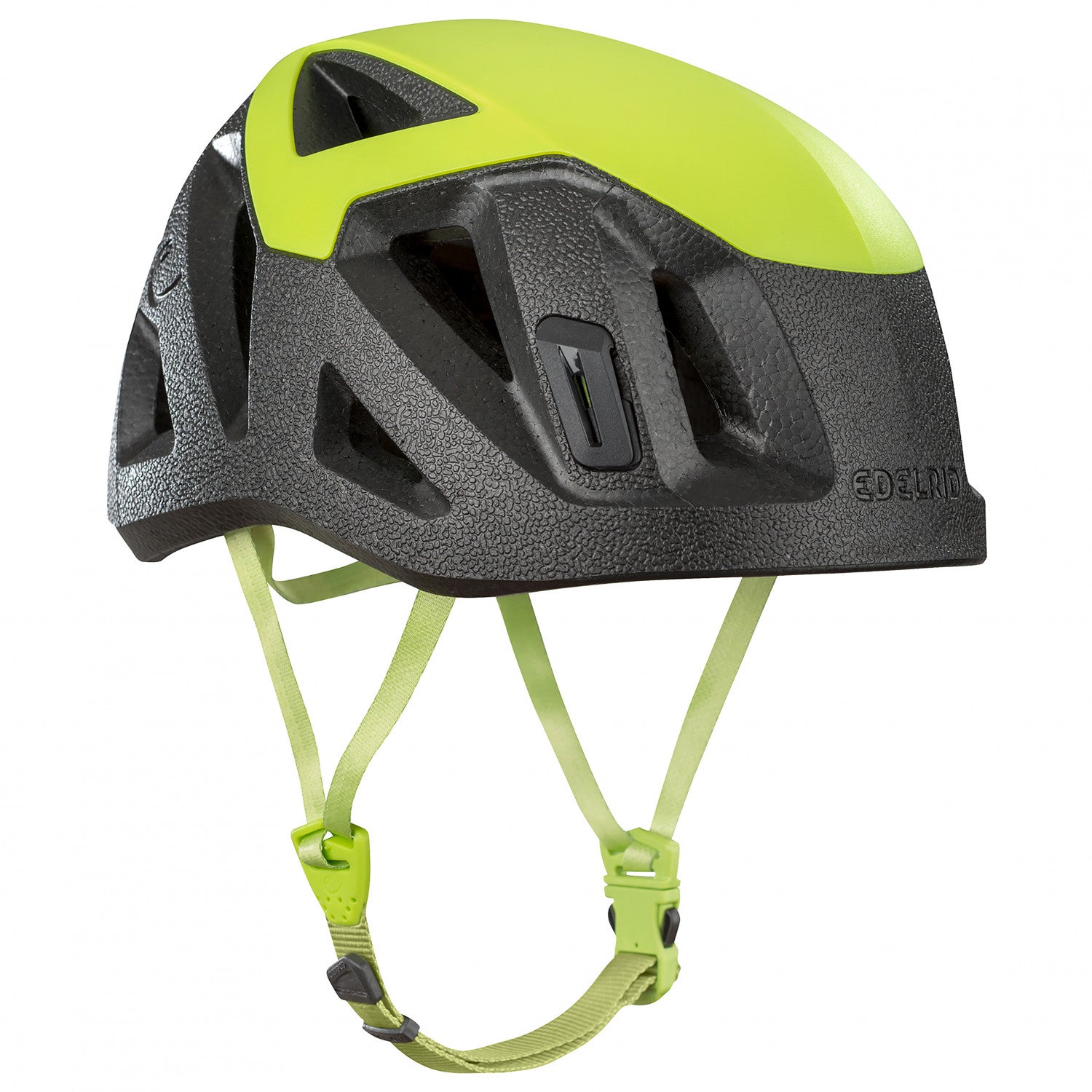 Side of Edelrid Salathe Helmet in Black & Green colours