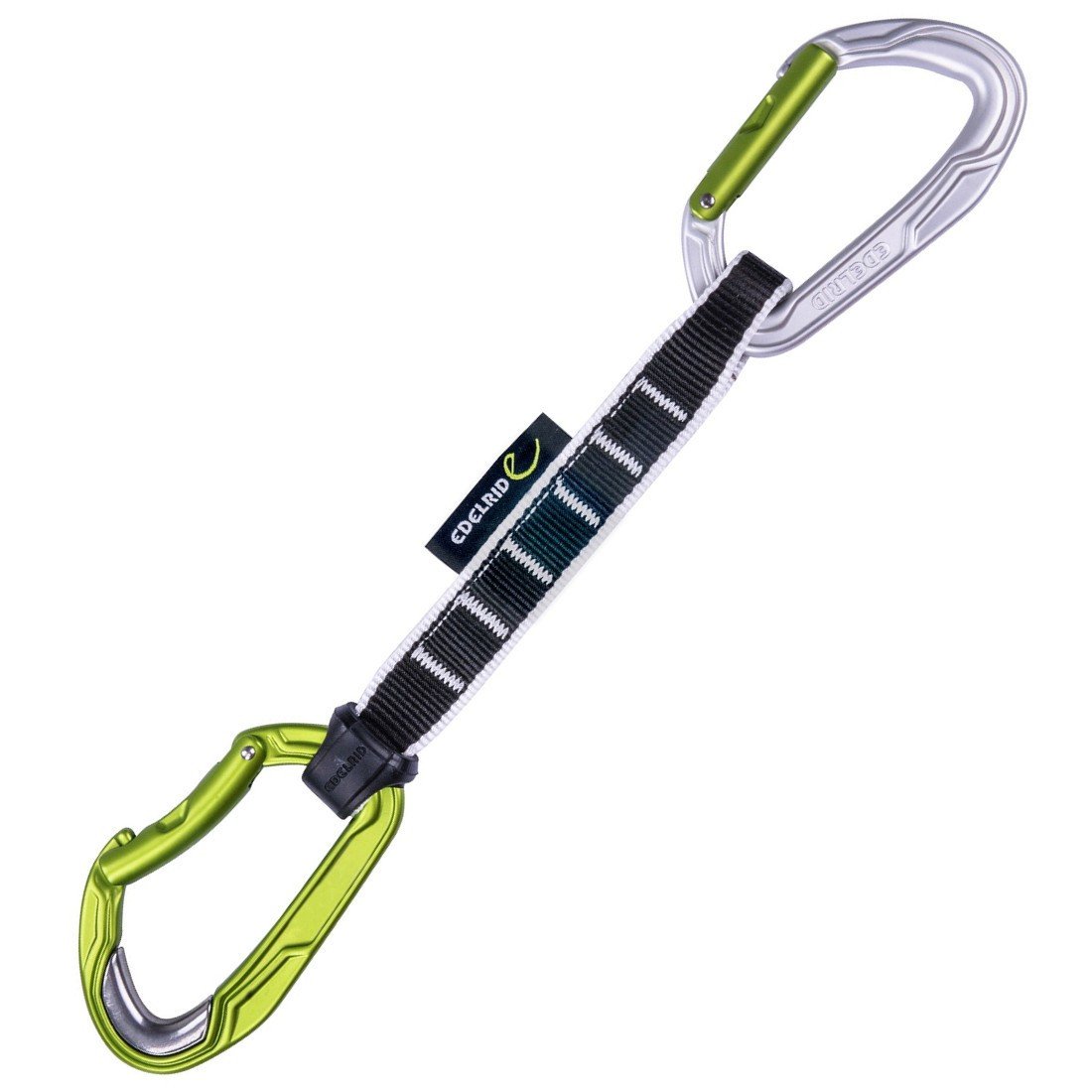 Edelrid Bulletproof Quickdraw 18cm, with black sling and silver/green carabiners
