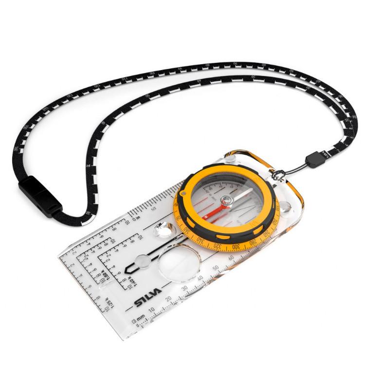 Silva Expedition compass, shown laid flat with black lanyard