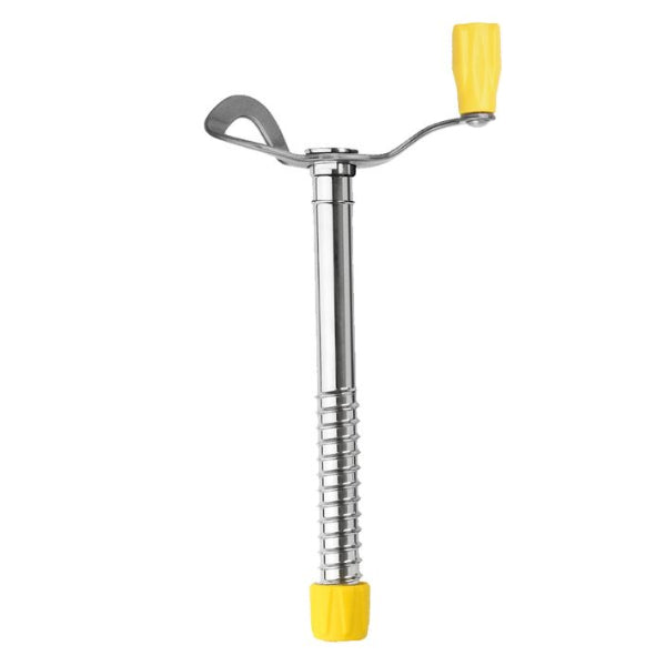 Grivel Helix Ice Screw Long, with silver screw and yellow handle