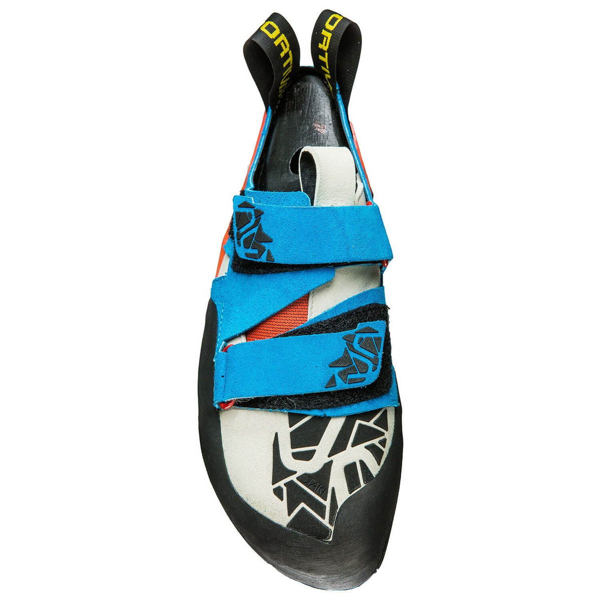 La Sportiva Otaki climbing shoe, view from above showing strap detail